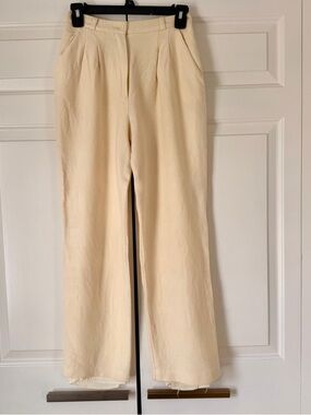 True Vintage ILGWU Cream Wide Leg Trousers Size 7 High Waist